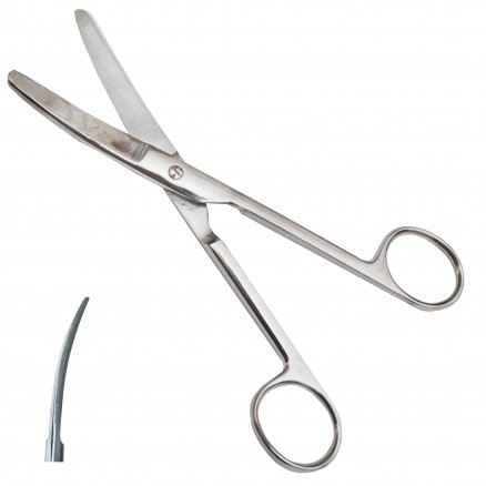 Ножиці по Mayo, тупокінцеві, вертикально - зігнуті. Довжина 17,0 см